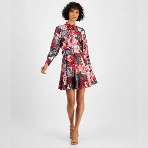 Tahari ASL Red Floral Mini Dress, NWT